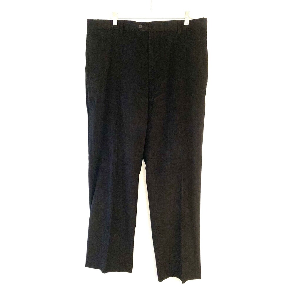 Alex Cannon Black Corduroy Pants Mens 38 X 32 Flat Front Cotton/Lyocell Blend